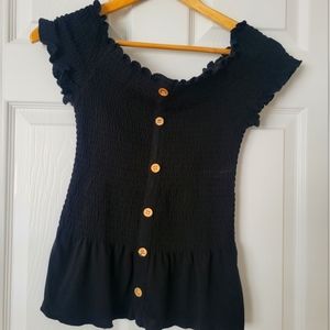 ARDENE Off the Shoulder Peplum Button down blouse (Size: Medium)